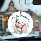 My First Christmas 2025 Bunny Ornament – Baby’s First Christmas Keepsake, Cute Newborn Gift, Durable MDF Ornament with Gold Cord