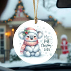 My First Christmas 2025 Koala Ornament – Baby’s First Christmas Keepsake, Cute Newborn Gift, Durable MDF Ornament with Gold Cord