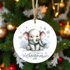 My First Christmas 2025 Elephant Ornament – Baby’s First Christmas Keepsake, Cute Newborn Gift, Durable MDF Ornament with Gold Cord