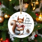 My First Christmas 2025 Squirrel Ornament – Baby’s First Christmas Keepsake, Cute Newborn Gift, Durable MDF Ornament with Gold Cord
