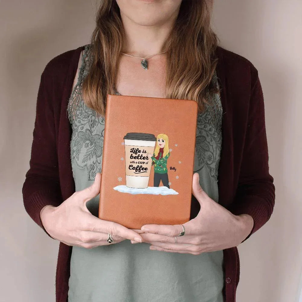Coffee & Chronicles: Personalized Vegan Leather Journal