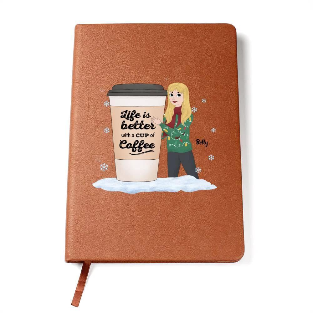 Coffee & Chronicles: Personalized Vegan Leather Journal