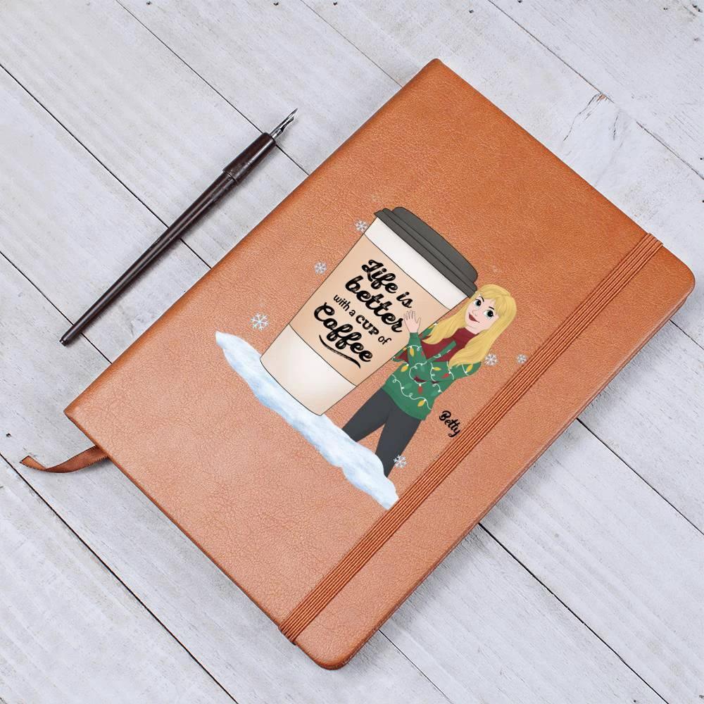 Coffee & Chronicles: Personalized Vegan Leather Journal