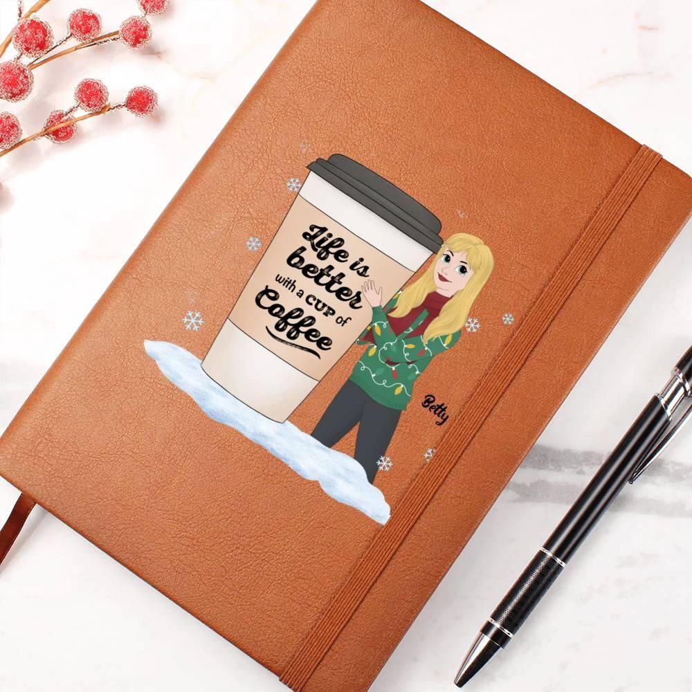 Coffee & Chronicles: Personalized Vegan Leather Journal