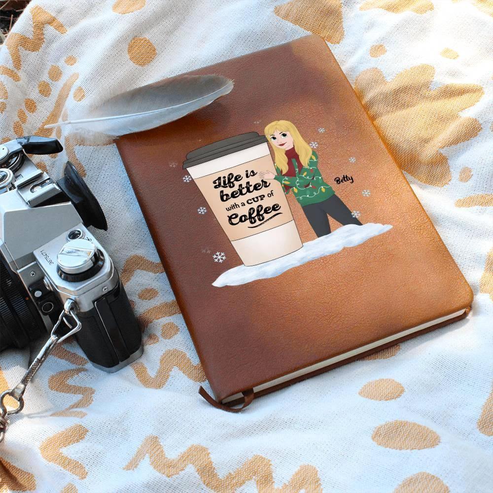 Coffee & Chronicles: Personalized Vegan Leather Journal