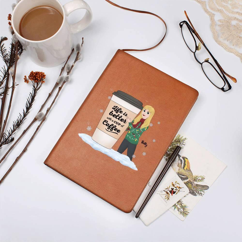 Coffee & Chronicles: Personalized Vegan Leather Journal