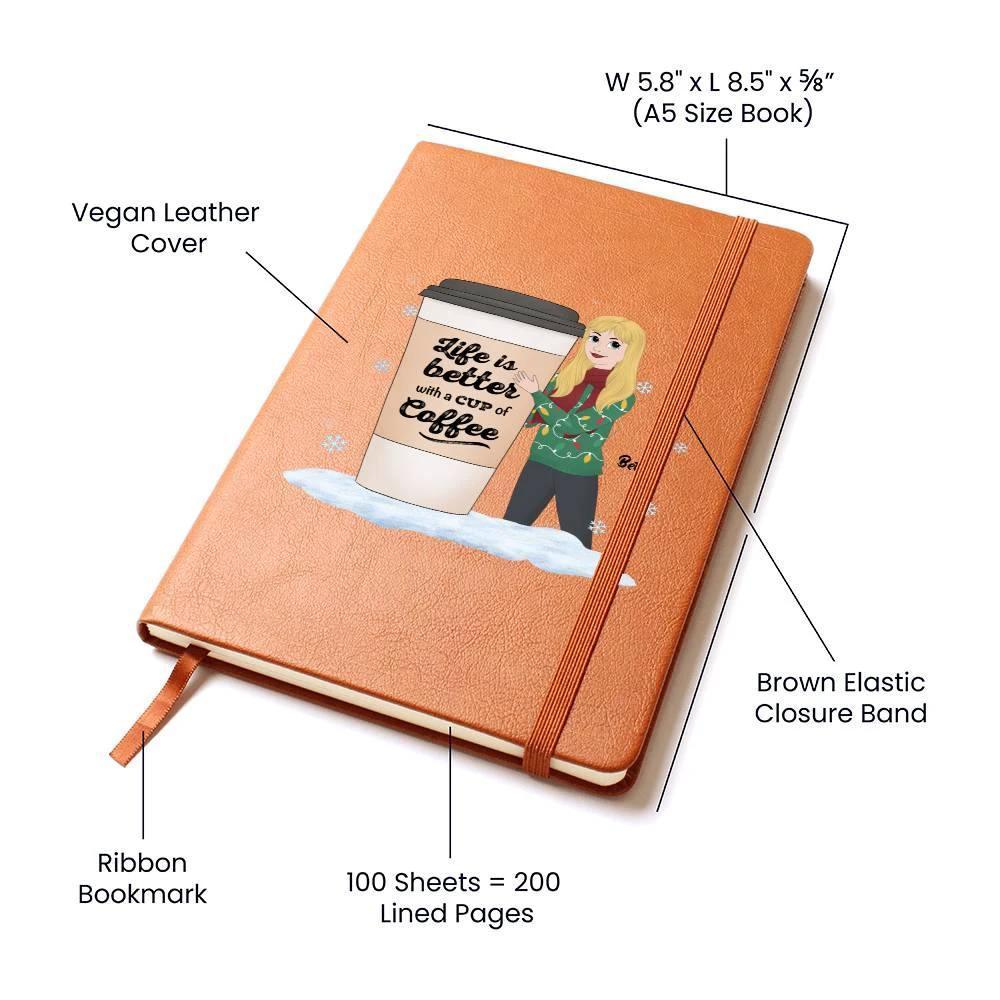 Coffee & Chronicles: Personalized Vegan Leather Journal