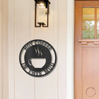 Coffee Cup Monogram Personalized Indoor Outdoor Steel Wall Sign Art