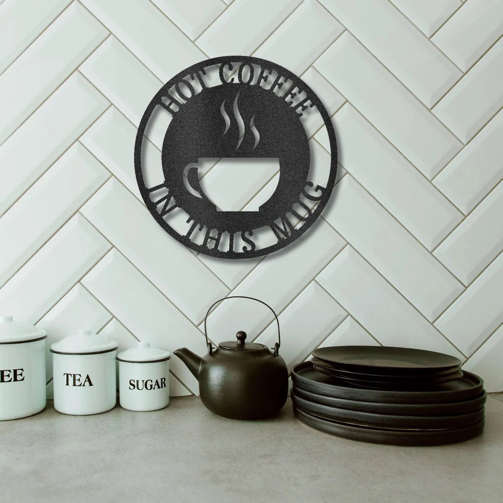 Coffee Cup Monogram Personalized Indoor Outdoor Steel Wall Sign Art