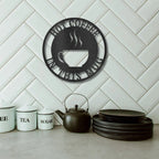Coffee Cup Monogram Personalized Indoor Outdoor Steel Wall Sign Art