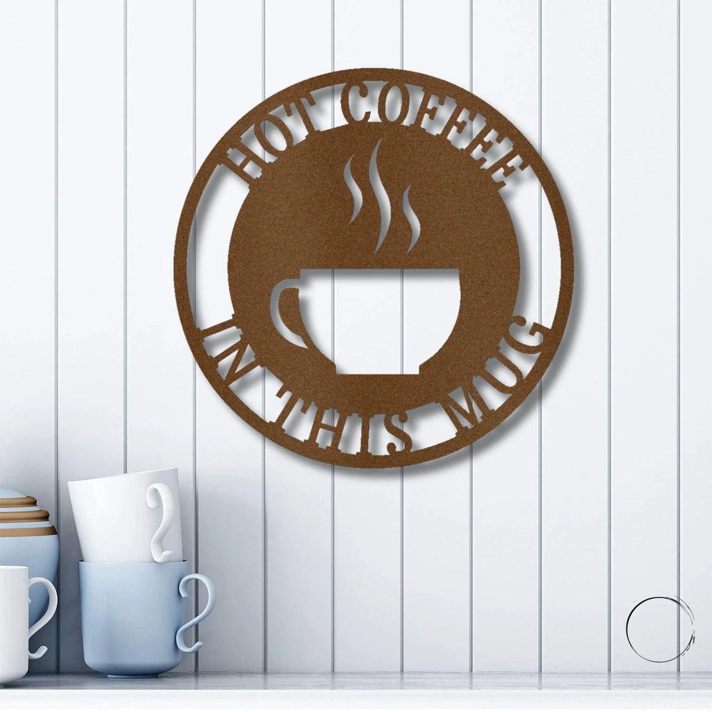 Coffee Cup Monogram Personalized Indoor Outdoor Steel Wall Sign Art