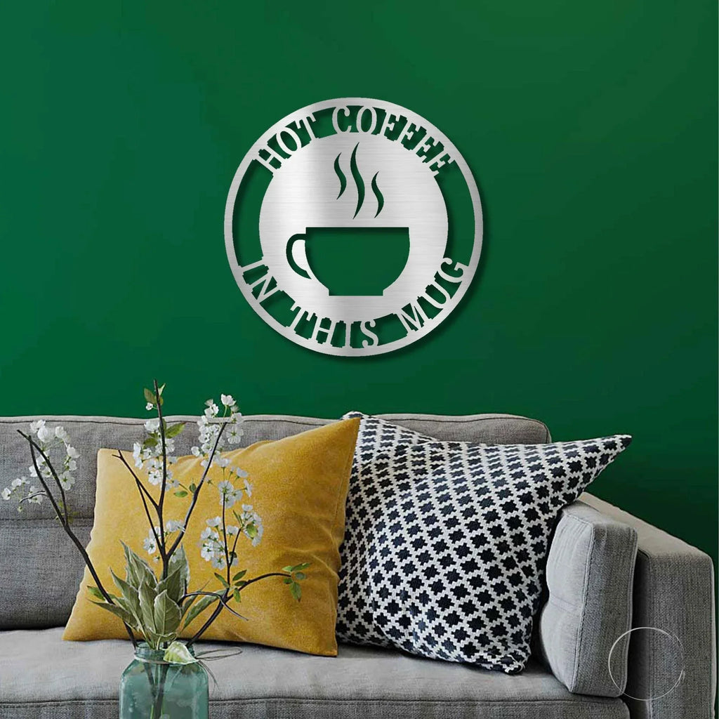 Coffee Cup Monogram Personalized Indoor Outdoor Steel Wall Sign Art