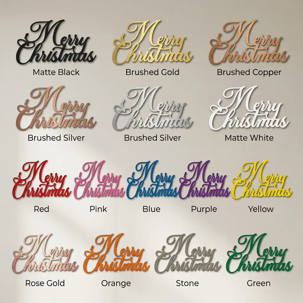 Merry Christmas Script Metal Wall Art | Elegant Christmas Wall Decor | Holiday Metal Sign | Farmhouse Christmas Decoration | Laser Cut Steel | Made in USA