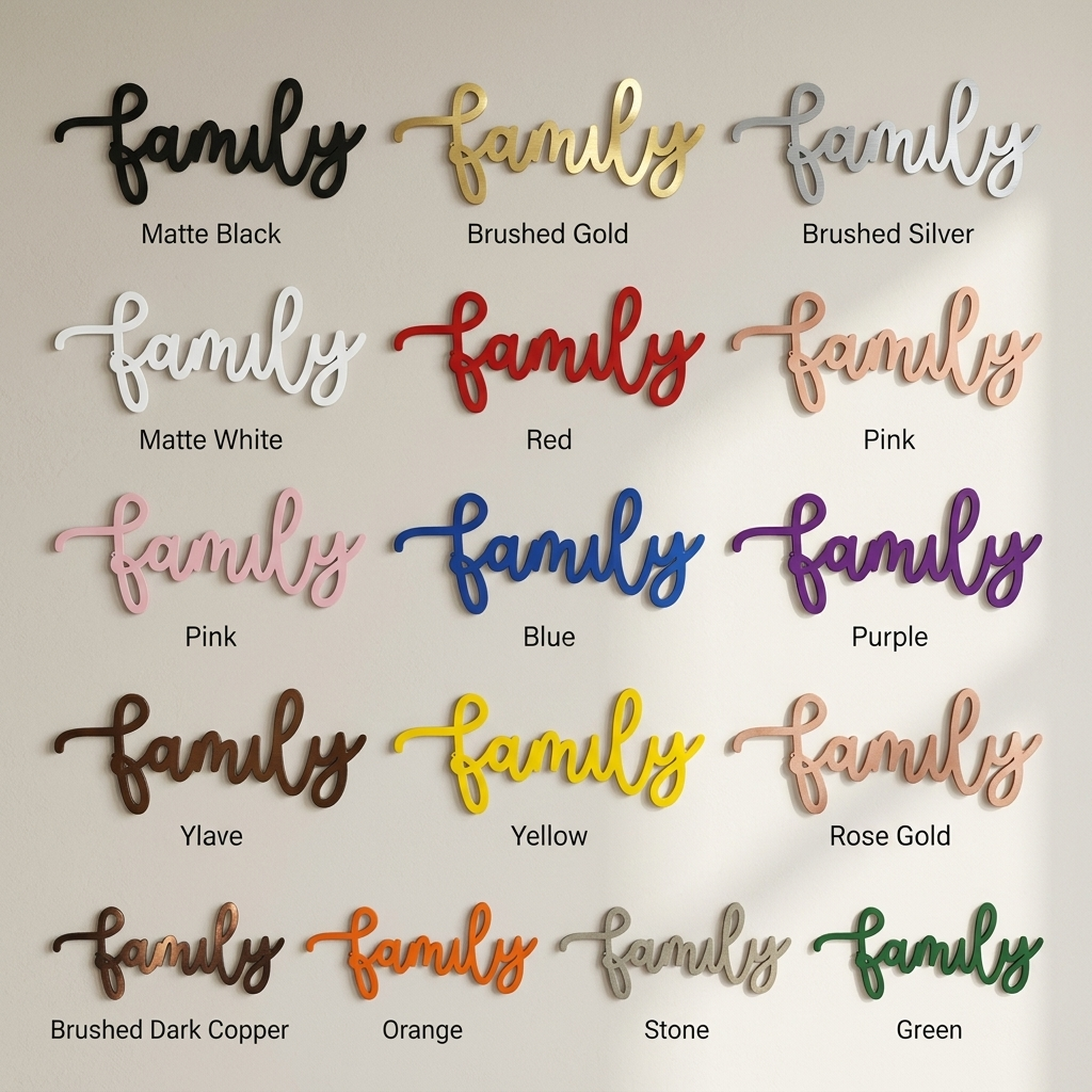 Family Script Metal Wall Art – Modern Farmhouse Decor – Minimalist Home Sign – Family Wall Decor