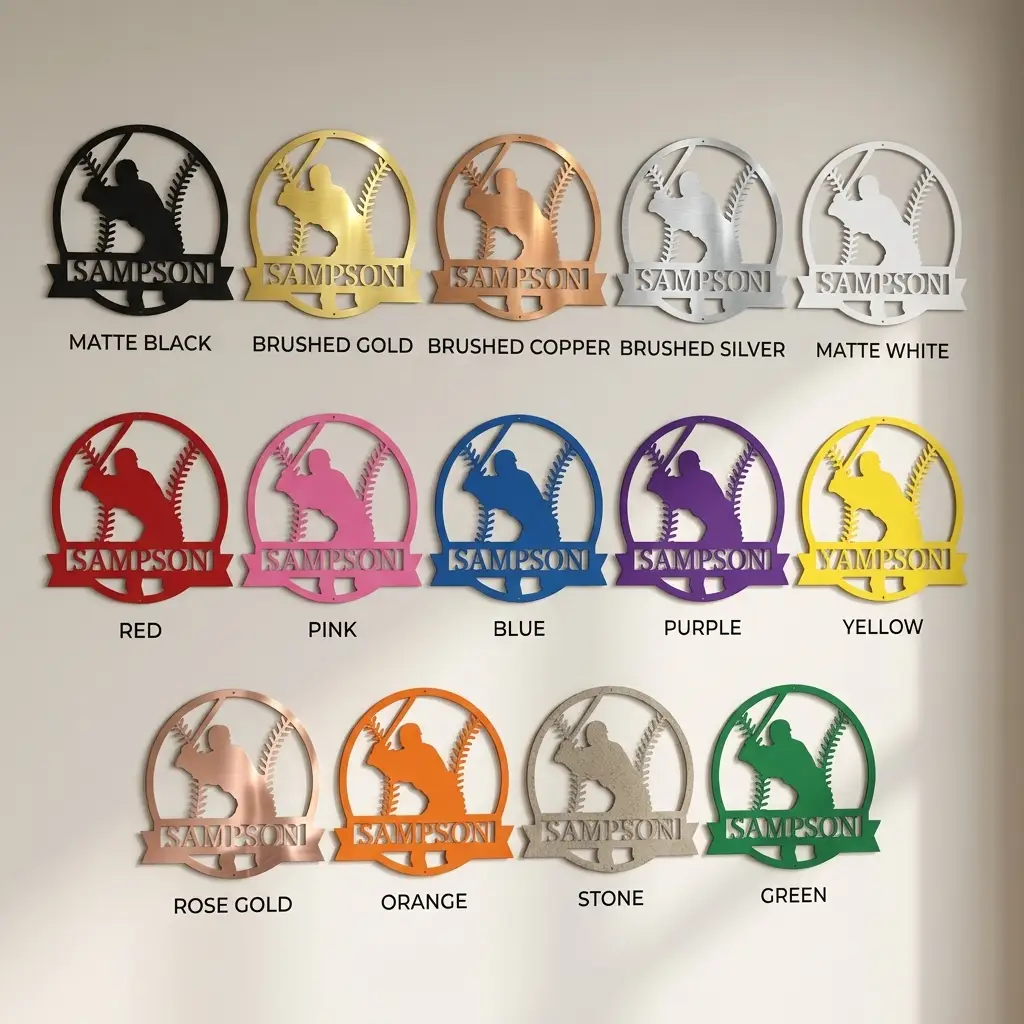 Baseball Player Custom Name Metal Art Wall Sign