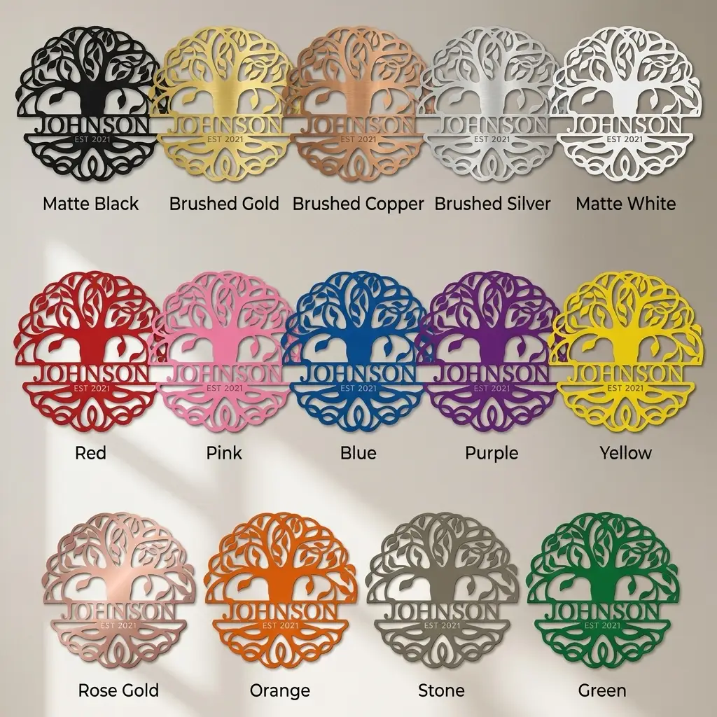 Personalized Tree of Life Metal Wall Art | Custom Family Name & Established Date Sign