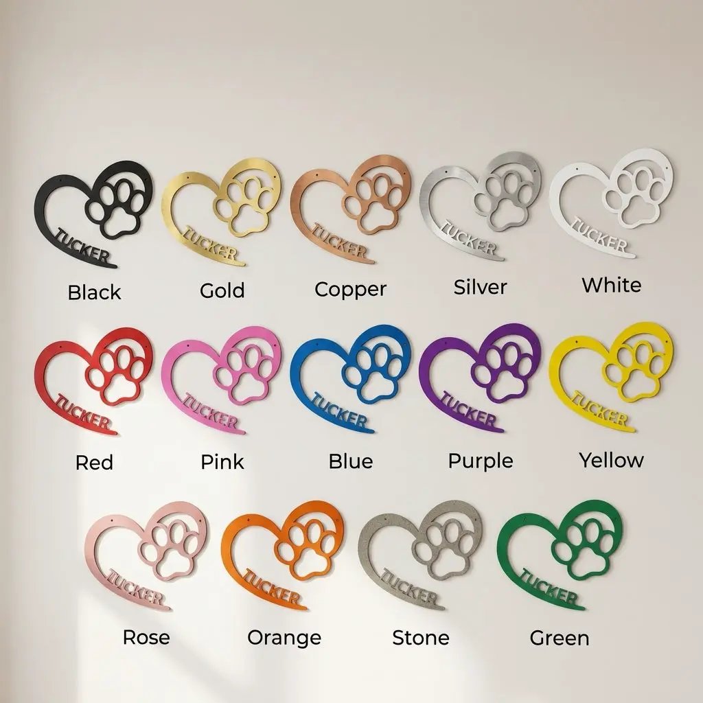 Personalized Puppy Love Metal Wall Art – Custom Dog Paw Heart Sign – Pet Name Metal Decor – Dog Lover Gift – Indoor Outdoor Steel Sign