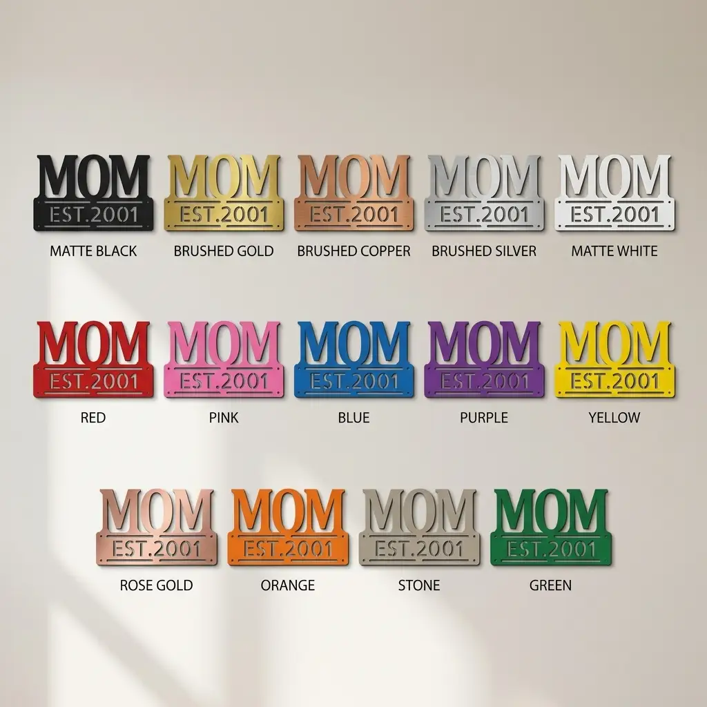 Personalized Mom Est. Year Metal Wall Art | Custom Mother's Day Gift | Mom Established Sign | Metal Home Decor | Made in USA