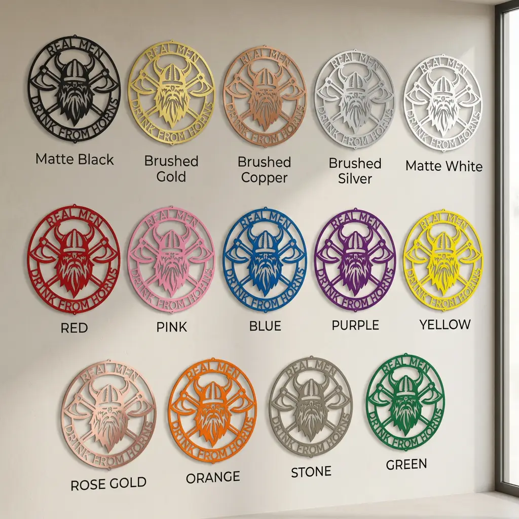 Personalized Viking Metal Wall Art | Custom Norse Warrior Sign | Viking Helmet & Battle Axes Steel Wall Decor | Custom Family Name Sign | Made in USA