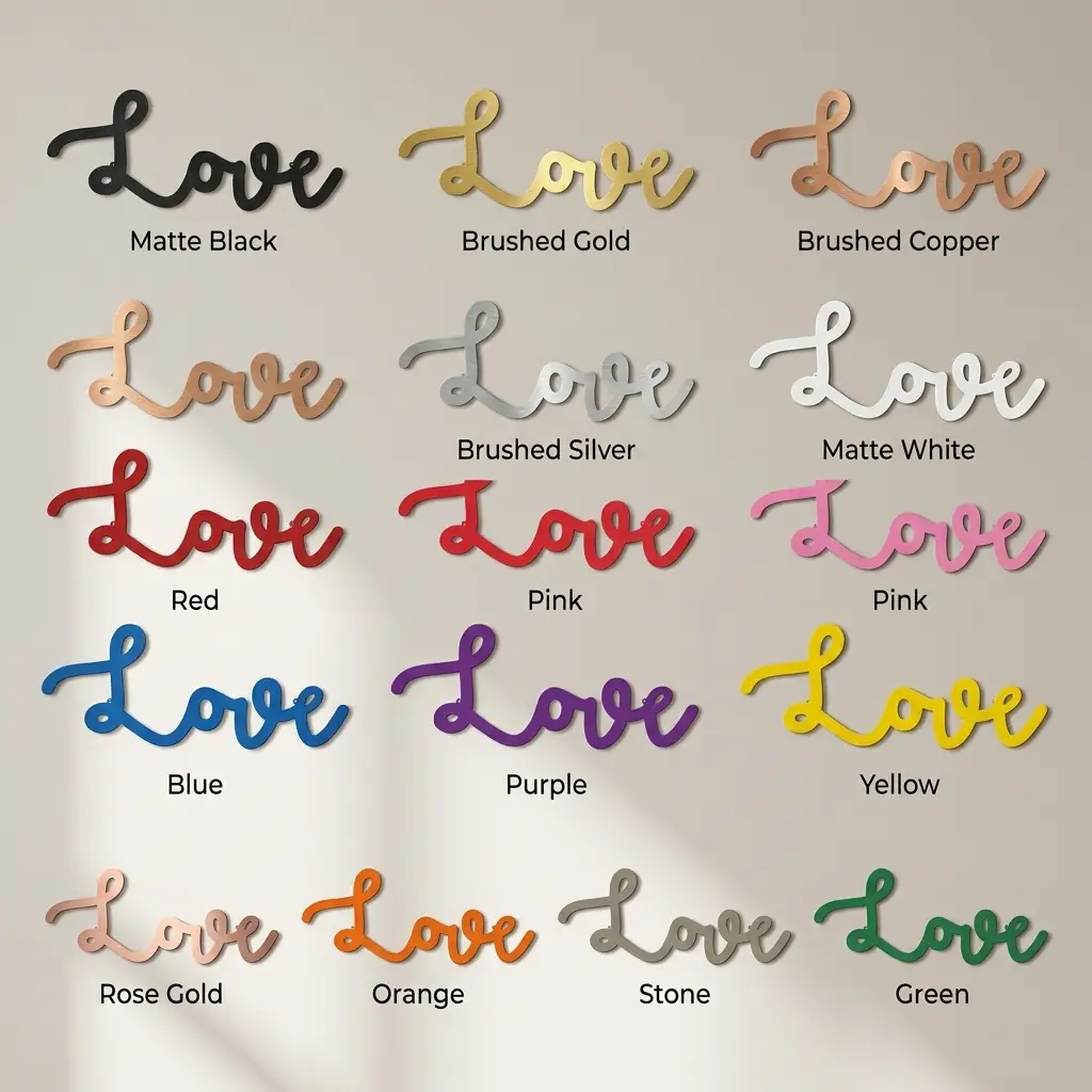 Love Script Metal Word Art Wall Sign
