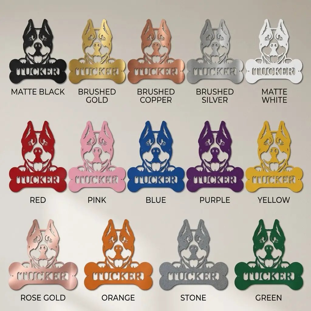 Pit Bull Dog Custom Name Metal Art Wall Sign