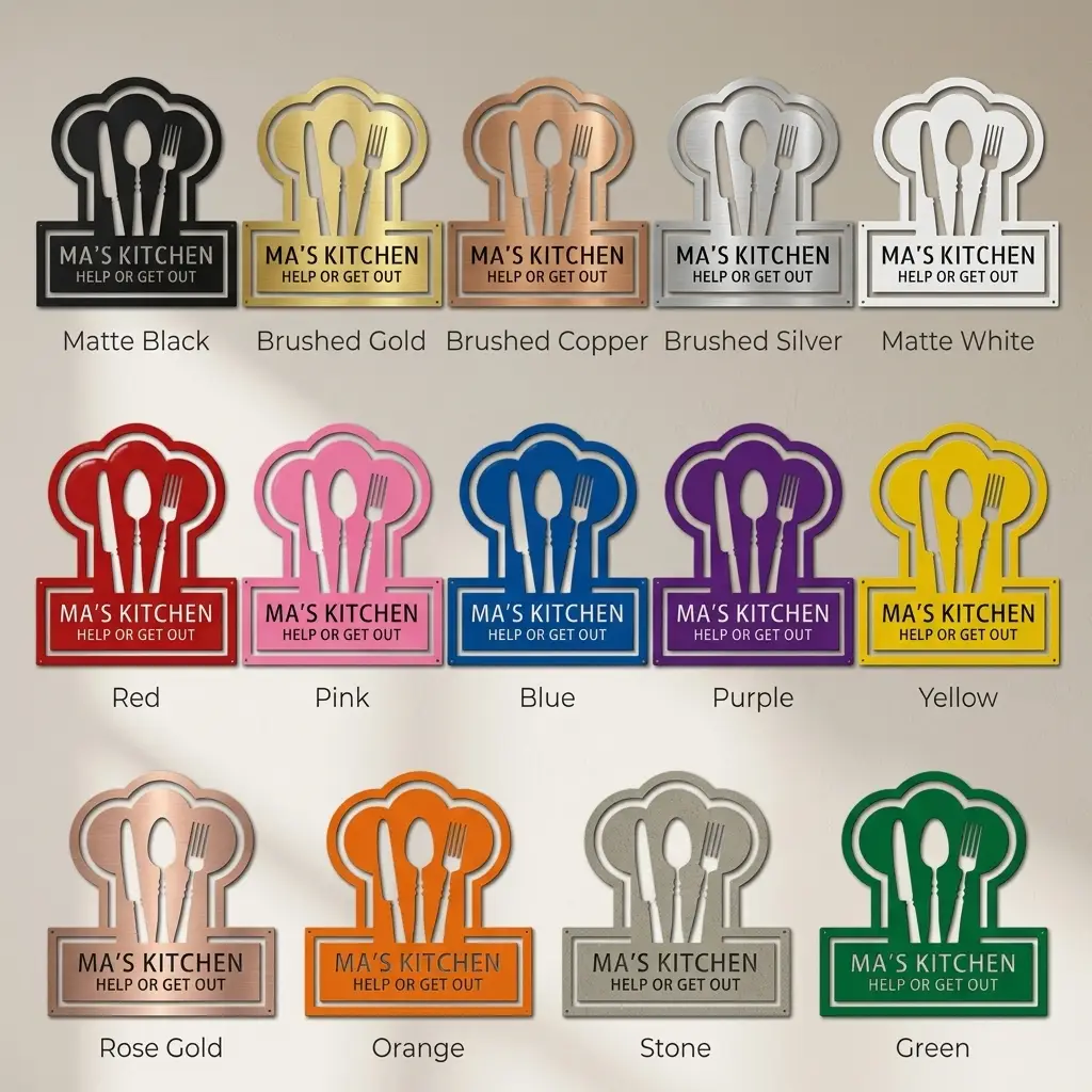 Kitchen Personalized Metal Sign | Custom Chef Hat Wall Decor | Family Name Cooking Sign | Restaurant, Diner, Bistro Art