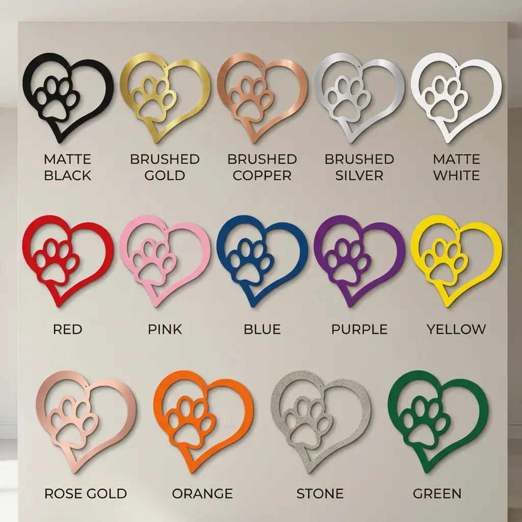 Heart & Paw Metal Wall Art | Pet Lover Metal Sign | Dog & Cat Memorial Decor | Made in USA