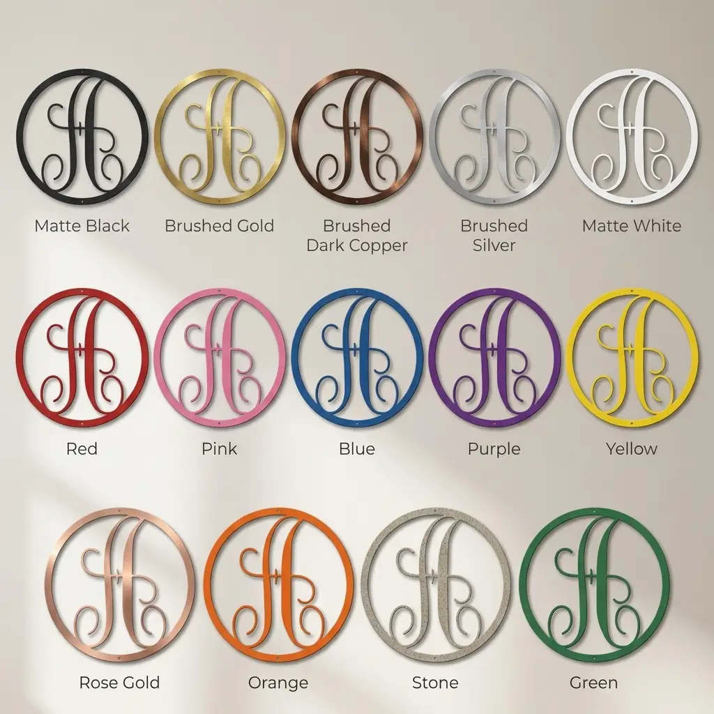 Personalized Monogram Metal Wall Art – Custom Initial Sign – Elegant Script Letter Decor – Wedding Gift – Family Name Sign
