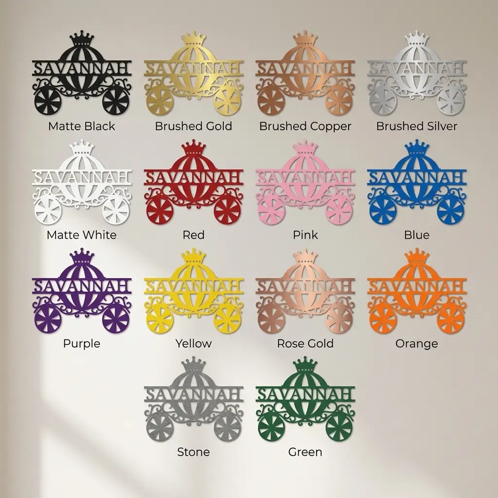 Personalized Fairytale Carriage Metal Wall Art | Custom Name Princess Carriage Sign | Girls Bedroom Decor | Whimsical Metal Wall Art | Made in USA