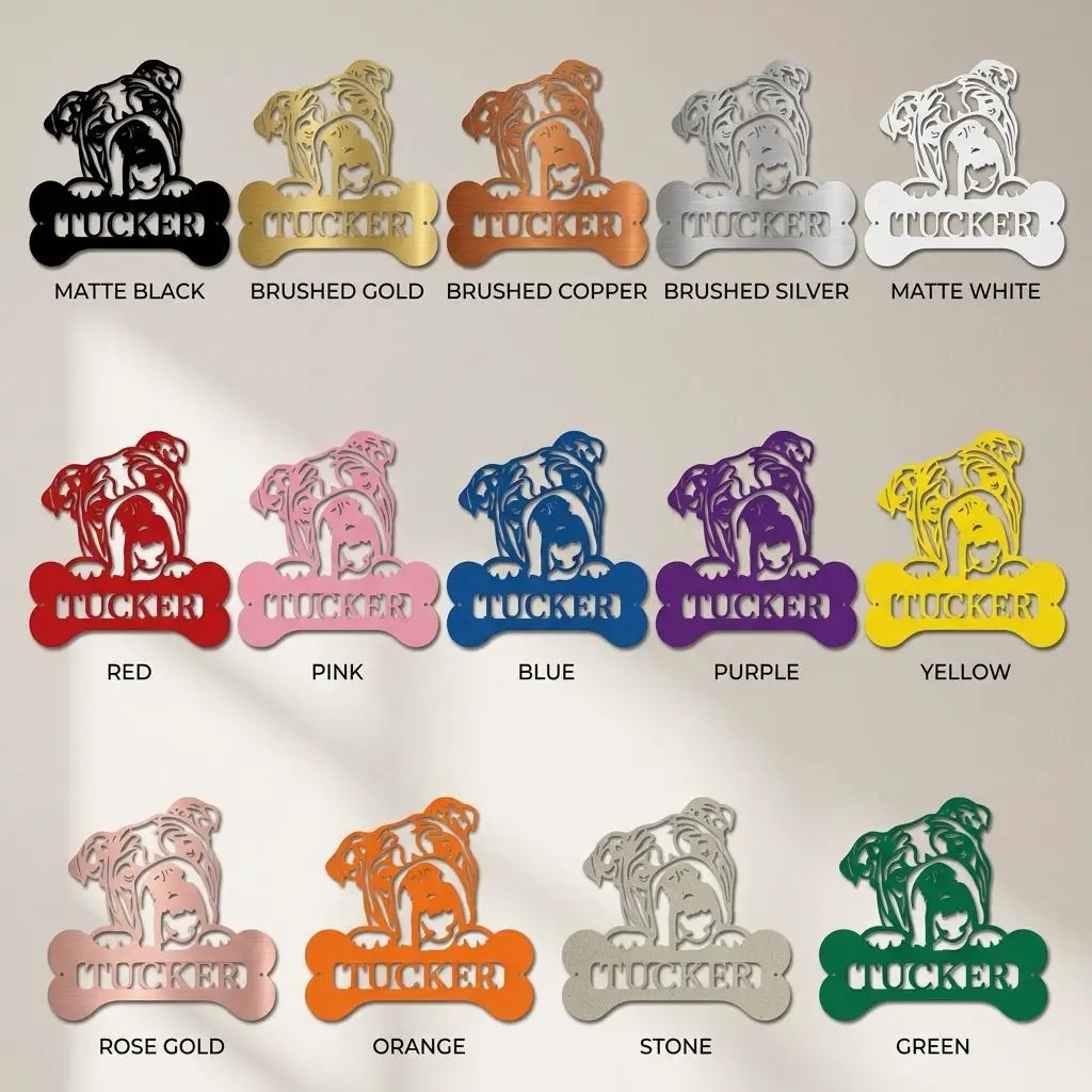 Bulldog Custom Name Metal Art Wall Sign