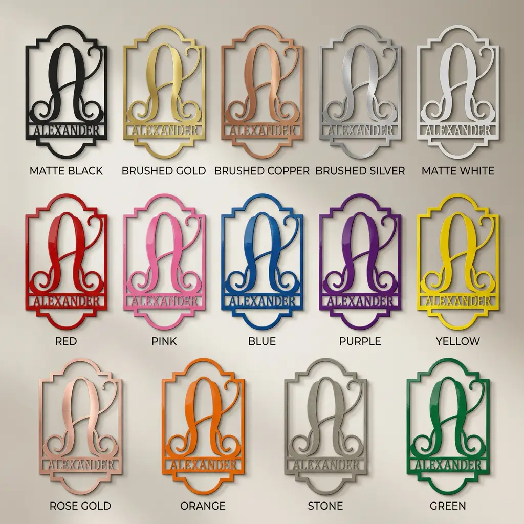 Regal Monogram Custom Name and Initial Metal Wall Art