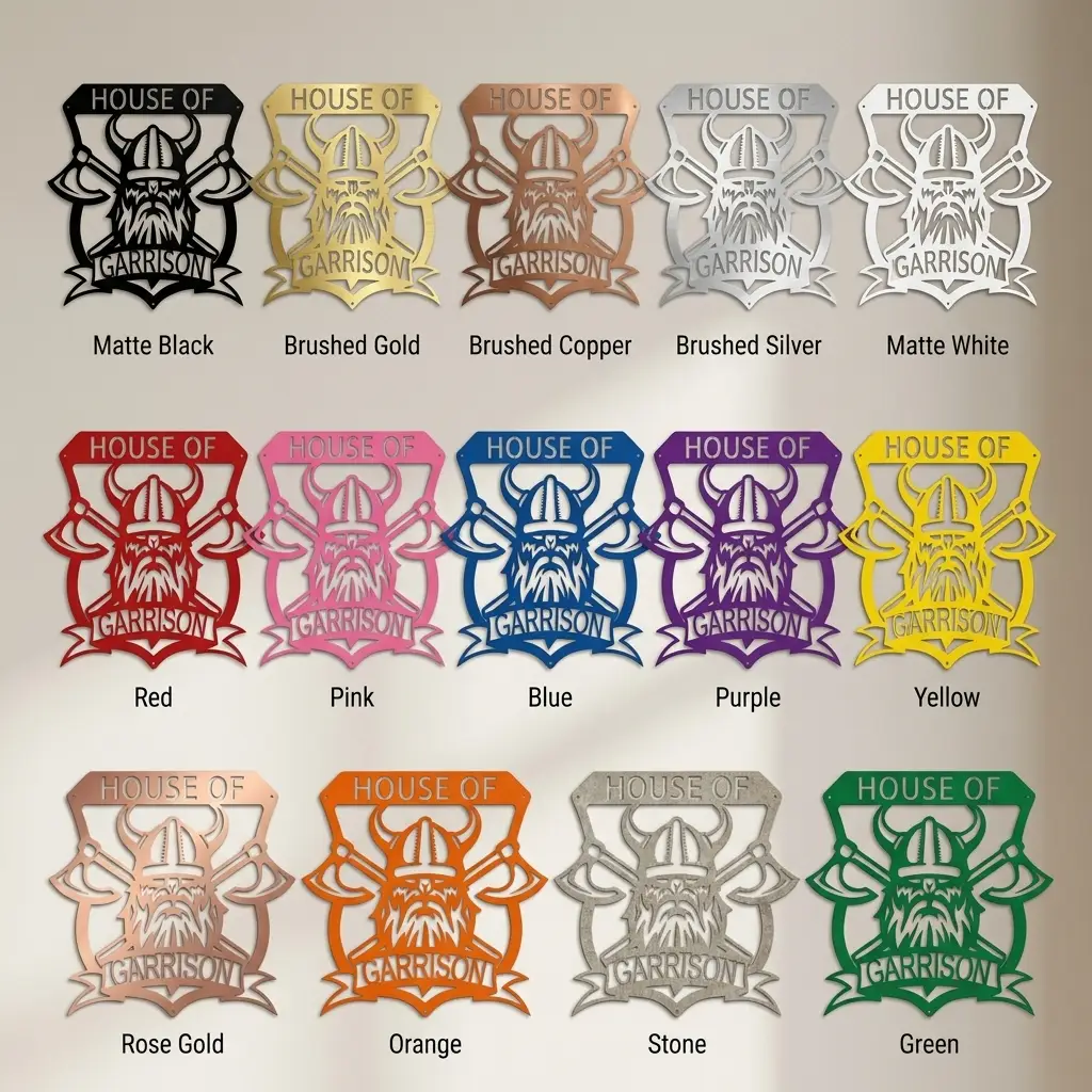 Personalized Viking Metal Wall Art | Custom Viking Family Crest Sign | Norse Warrior Shield Steel Wall Decor | Custom Name Metal Sign | Made in USA