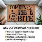 Come In for a Bite Doormat – Funny Pumpkin Halloween Outdoor Coir Mat
