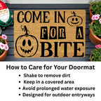Come In for a Bite Doormat – Funny Pumpkin Halloween Outdoor Coir Mat