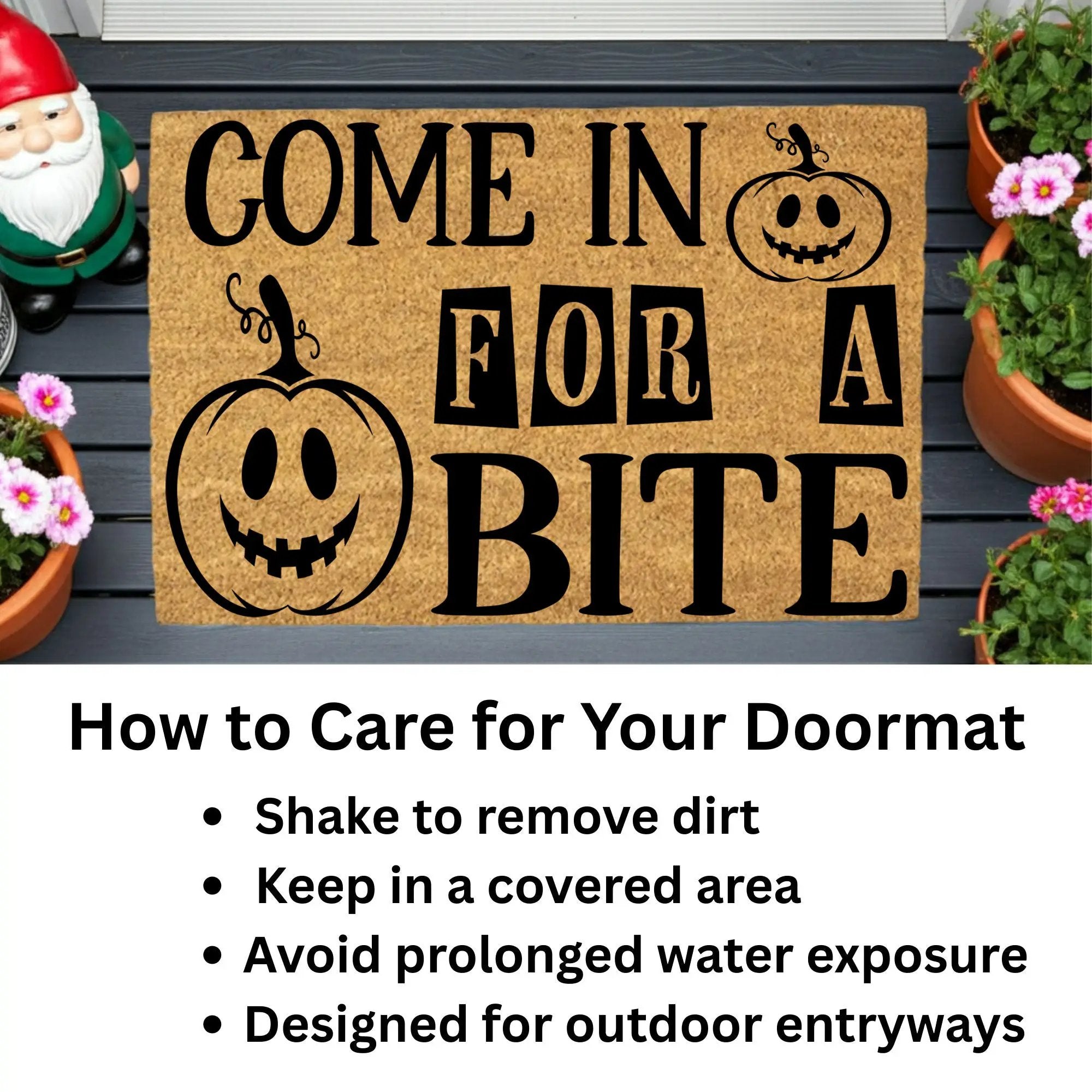 Come In for a Bite Doormat – Funny Pumpkin Halloween Outdoor Coir Mat
