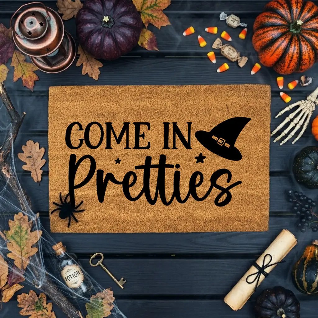 Come In Pretties Doormat – Funny Witch Halloween Outdoor Coir Mat
