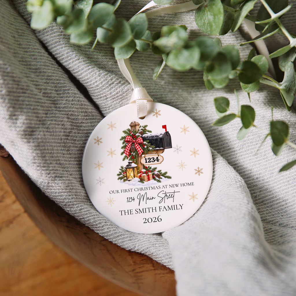 Personalized First Christmas in New Home Ornament, Custom Address Mailbox Christmas Decoration, New Homeowner Gift, Housewarming Keepsake
