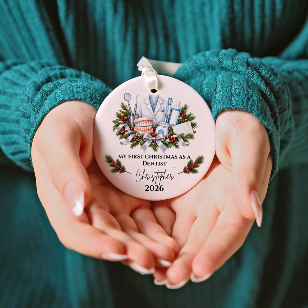 Personalized Dentist Christmas Ornament, First Christmas as a Dentist, Dental School Graduation Gift, Custom Dentist Name Ornament