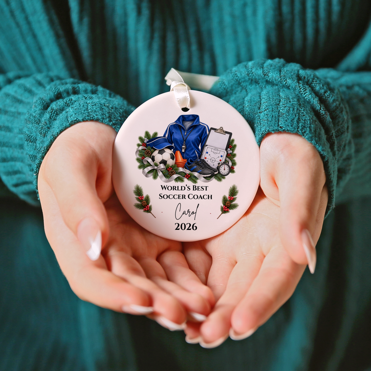 Personalized Soccer Coach Ornament, Custom Football Coach Christmas Gift, Coach Appreciation Gift for Men Women, Name Year Keepsake