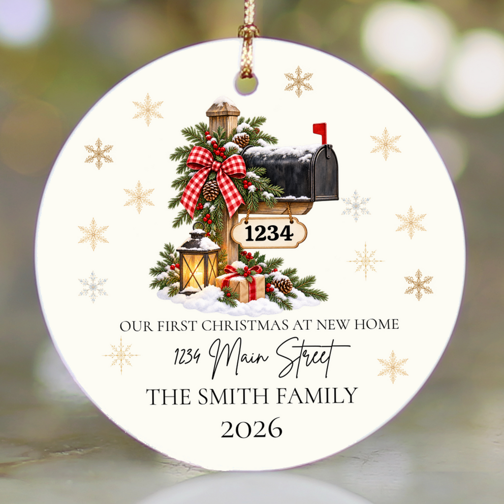 Personalized First Christmas in New Home Ornament, Custom Address Mailbox Christmas Decoration, New Homeowner Gift, Housewarming Keepsake