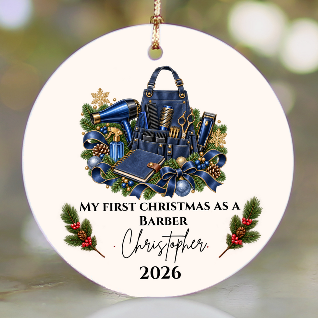 Personalized Hairstylist, Barber Christmas Ornament, First Christmas as a Hairdresser, Custom Hair Stylist Gift, Cosmetologist Graduation Keepsake