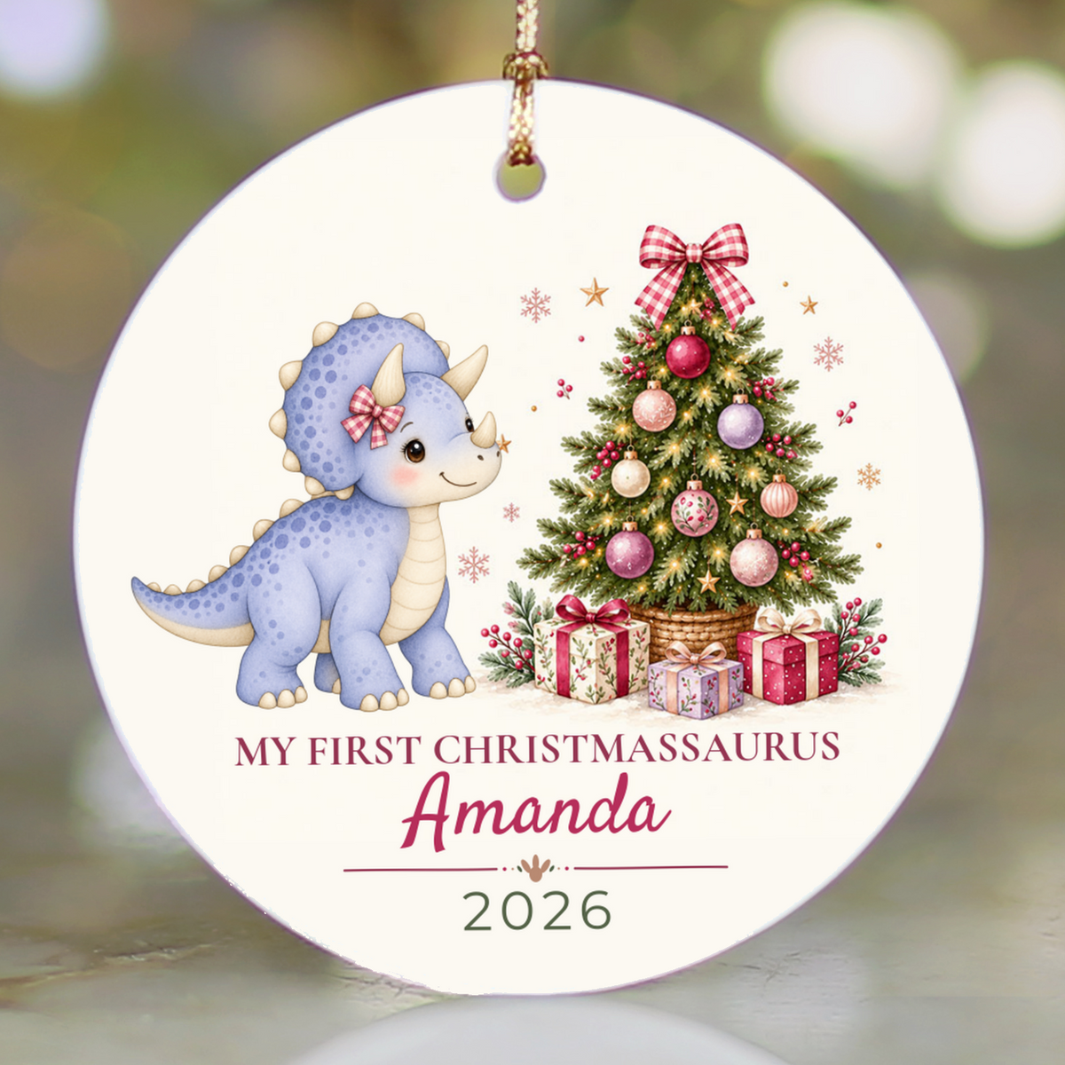 Dinosaur Personalized Christmas Ornament, Baby 1st 2nd 3rd Christmas, Custom Name Year, Cute Christmassaurus Gift