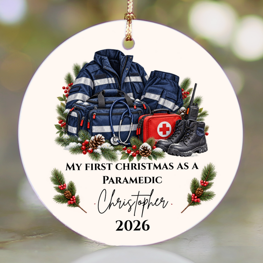 Personalized Paramedic Christmas Ornament, Custom EMT Gift, First Christmas as a Paramedic, EMS First Responder Appreciation Keepsake