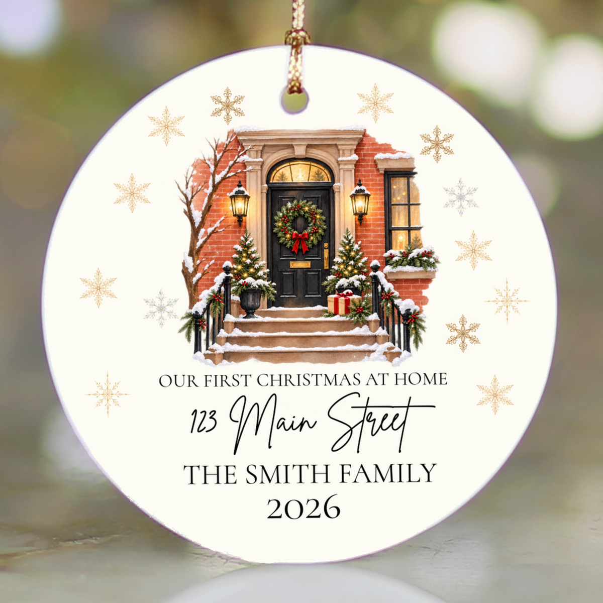 Personalized First Christmas in New Home Ornament, Custom Address Christmas Ornament, New Homeowner Gift, Family Housewarming Keepsake