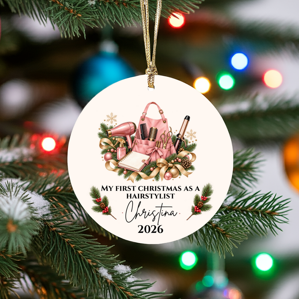 Personalized Hairstylist, Barber Christmas Ornament, First Christmas as a Hairdresser, Custom Hair Stylist Gift, Cosmetologist Graduation Keepsake