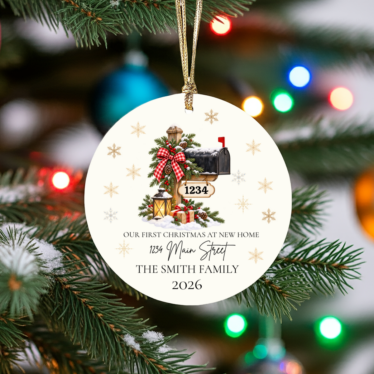 Personalized First Christmas in New Home Ornament, Custom Address Mailbox Christmas Decoration, New Homeowner Gift, Housewarming Keepsake