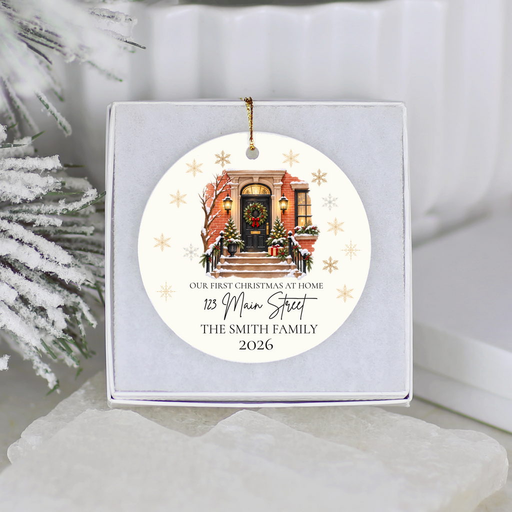 Personalized First Christmas in New Home Ornament, Custom Address Christmas Ornament, New Homeowner Gift, Family Housewarming Keepsake