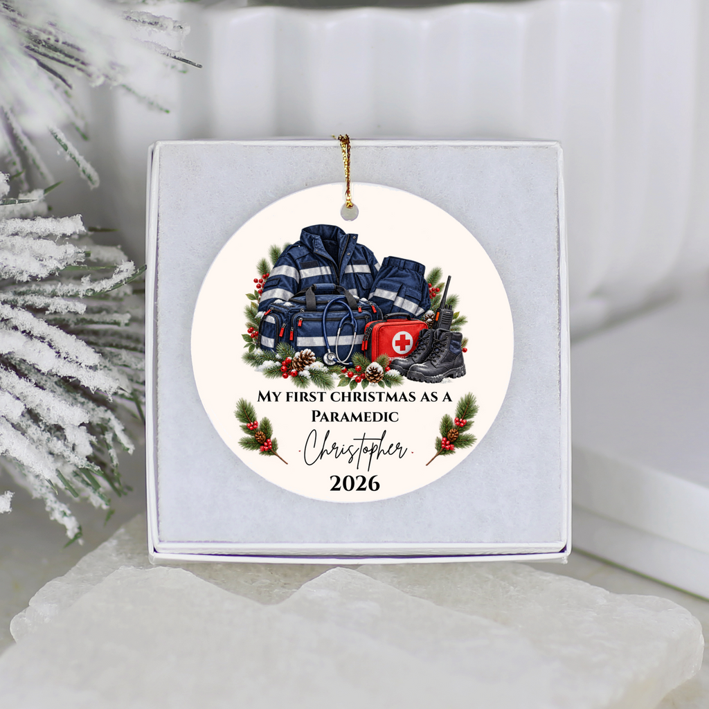 Personalized Paramedic Christmas Ornament, Custom EMT Gift, First Christmas as a Paramedic, EMS First Responder Appreciation Keepsake