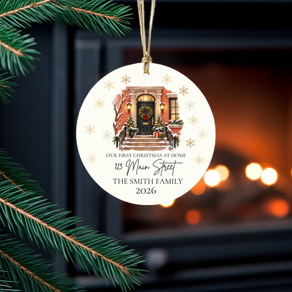 Personalized First Christmas in New Home Ornament, Custom Address Christmas Ornament, New Homeowner Gift, Family Housewarming Keepsake