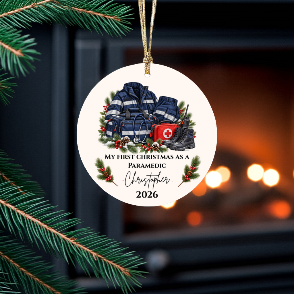 Personalized Paramedic Christmas Ornament, Custom EMT Gift, First Christmas as a Paramedic, EMS First Responder Appreciation Keepsake